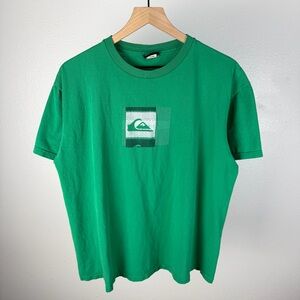 Y2K Quiksilver Big Logo Surf Skate Vintage Green Billabong T Shirt Fits Medium